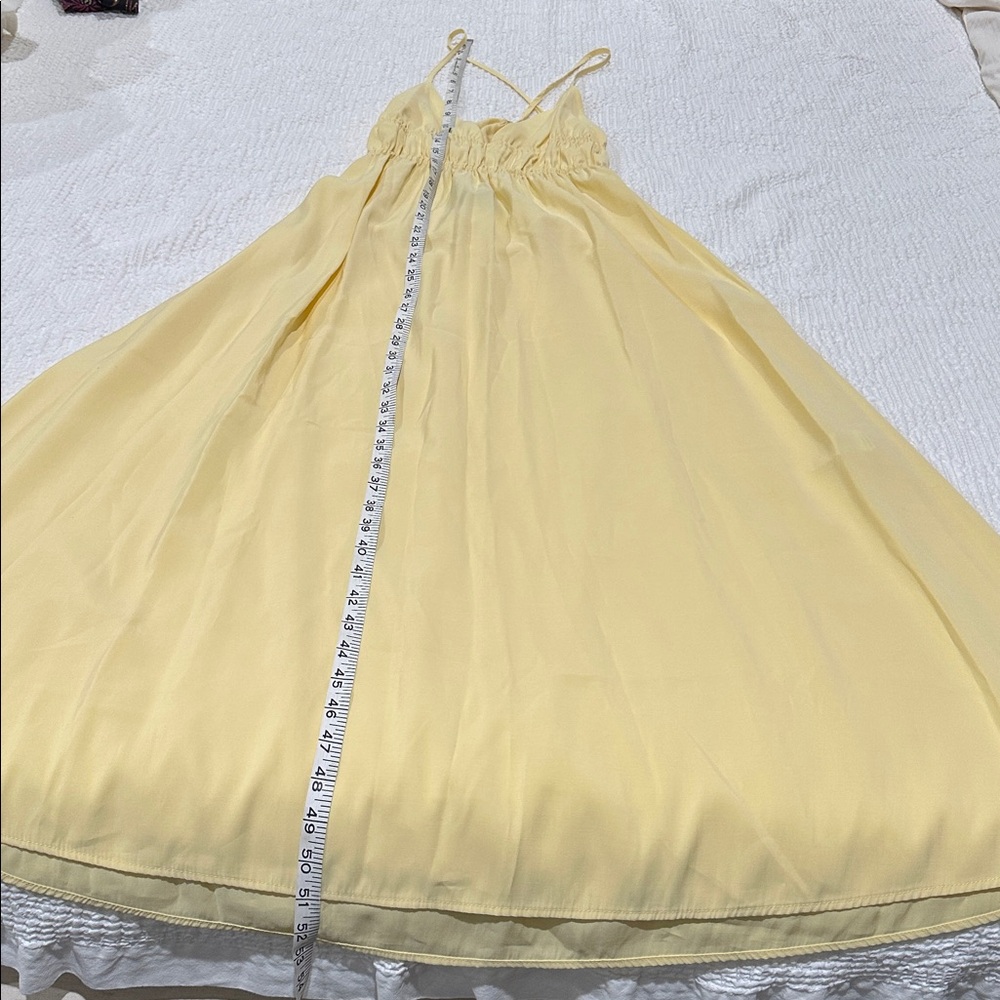 ZARA Butter Yellow Flowy Midi Dress XS Maxi A-line Sundress Strappy Open Back - Picture 12 of 15